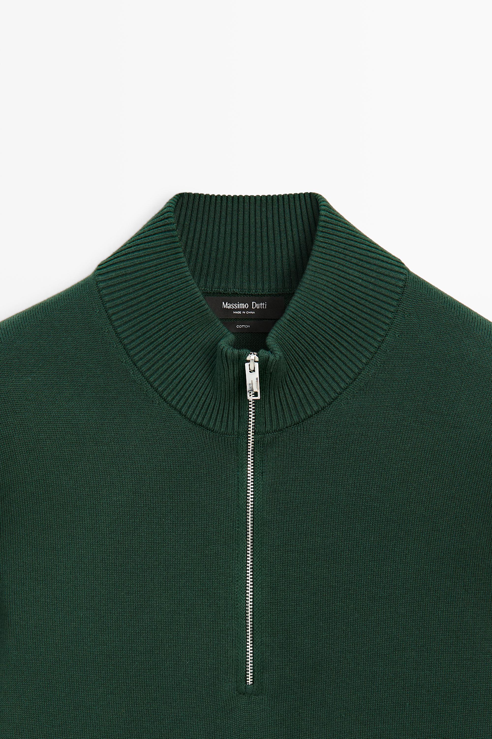 Mock neck zip knit sweater